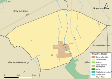 Carte des infrastructures et de l'occupation des sols en 2018 (CLC) de la commune.