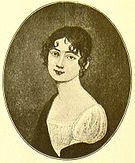 Black and white upper body portrait of a young woman with short, dark hair, wearing a simple white dress.