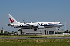 國航的波音737 MAX 8客機降落於北京首都國際機場