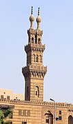 Minaret of the Mosque of Qanibay Qara (1503), with a rectangular shaft and double lantern summit