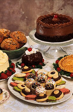 An assortment of desserts.