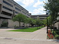 Courtyard. Posvar Hall is to the left and Hillman Library is to the right.
