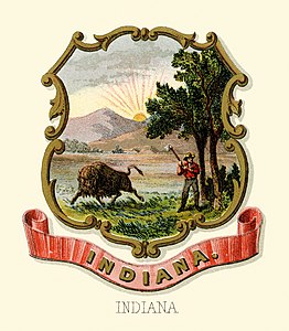 Coat of arms of Indiana at Historical coats of arms of the U.S. states from 1876, by Henry Mitchell (restored by Godot13)