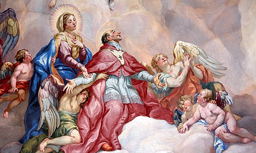 Intercession of Charles Borromeo supported by the Virgin Mary at Karlskirche, by Johann Michael Rottmayr (edited by Alberto Fernandez Fernandez)