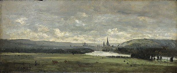 Rouen, une vue panoramique de la Seine au premier plan Camille Corot (1796-1875) Collection privée Vente 2012