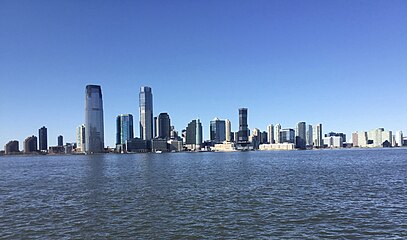 Skyscrapers in Jersey City, one of the most ethnically diverse cities in the world[148][149]