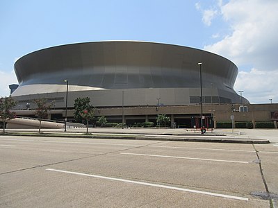 External view of Caesars Superdome from the street.