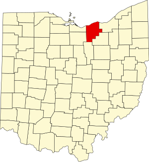 Map of Ohio highlighting Lorain County