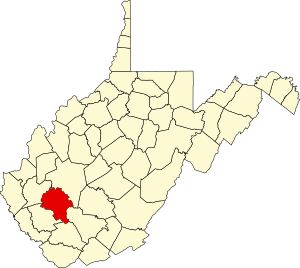 Map of West Virginia highlighting Boone County