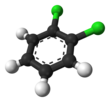 Ball-and-stick model of 1,2-dichlorobenzene