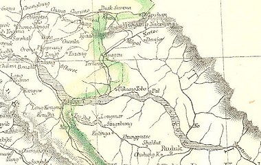 Map 2: The frontier depicted in a map by Edward Weller (1863)