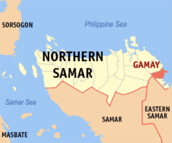 Mapa san Northern Samar nga nagpapakita kon hain an Gamay