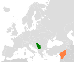 Map indicating locations of Србија and Сирија