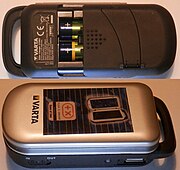 VARTA solar charger model 57082 with two 2100 mAh Ni–MH rechargeable batteries