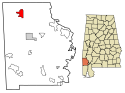 Location of Millry in Washington County, Alabama