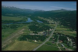 Flygfoto över Hemavan från slutet av 1970-talet.