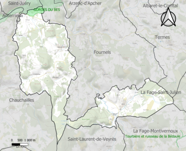 Carte de la ZNIEFF de type 1 sur la commune.