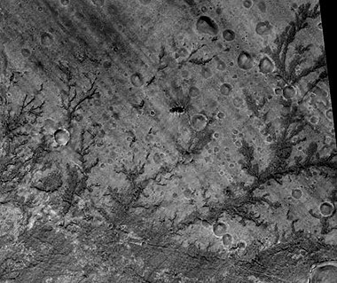 Inverted Stream Channels in Antoniadi Crater, as seen by HiRISE.