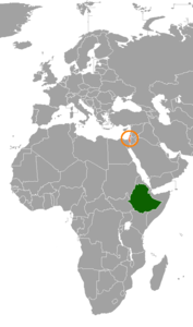 Mappa che indica l'ubicazione di Etiopia e Israele