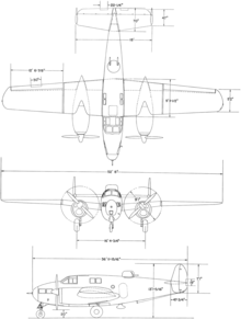 3-view line drawing of the Fairchild AT-21 Gunner