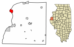 Location of Nauvoo in Hancock County, Illinois.