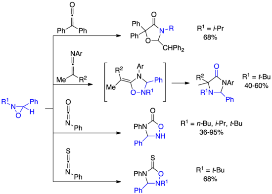 Electrocyclic reactions of oxaziridines and heterocumulenes