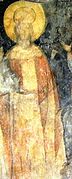 Retrato mural contemporáneo de Iván Alejandro de las iglesias rupestres de Ivanovo.