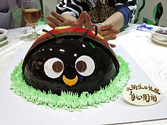 Birthday cake in the shape of a ladybug