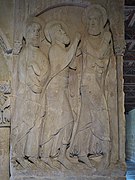 Les disciples d'Emmaüs, bas-relief du cloître de l'abbaye Saint-Dominique de Silos