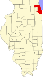 Cook County's location in Illinois
