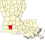 State map highlighting Jefferson Davis Parish