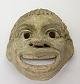 Terracotta theatrical mask model, original. British Museum