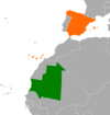 Location map for Mauritania and Spain.