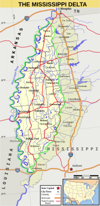 Map of the Mississippi Delta area