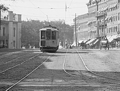 A Northampton Street Railway car on Main Street, 1907