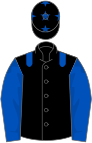 Black, royal blue epaulets, sleeves and stars on cap