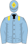 Light blue, yellow epaulettes, diamond on cap