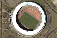 A large, open, American-style sports stadium, viewed from above.