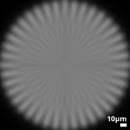 The image of a spoke target as imaged by an aberrated optical system.