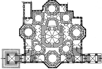 Catedral de San Basilio de Moscú, arquitectura rusa (planta de cruz griega).