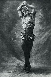 Photo of Nijinsky wearing a rose petal costume