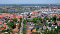 Aerial view of part of Aalborg, showcasing the area in the proximity of Vor Frelser Kirke
