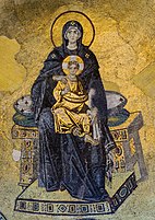 Apse mosaic of the Virgin Mary and Christ the Child.