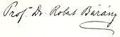 signature de Robert Bárány