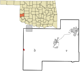 Location in Beckham County and the state of Oklahoma.