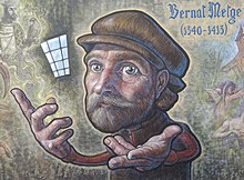 Retrato mural de Bernat Metge, obra de Toni Espinar