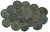 Pile of Roman coins from the Bredon Hill Hoard