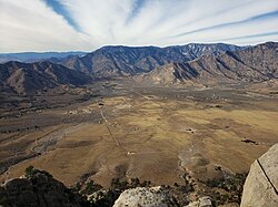 Overview of Canebrake, nestled in the Kern River Valley as seen facing northwest from near Pinyon Peak