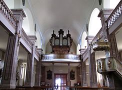 Inside, looking west