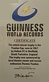 World record certificate for the Youdan Cup win